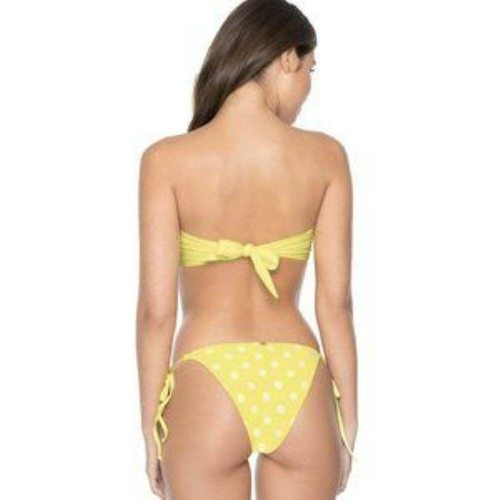 NWT Pilyq Yellow Dot Side Tie Teeny Bikini Sz L